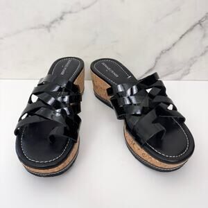Donald J Pliner Womens Salma Slide Wedge Sandals Size 10 Patent Leather Black